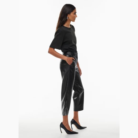 Aritzia Babaton Command Cropped Pant | Black Vegan Leather | Size 12/L - Picture 12 of 15